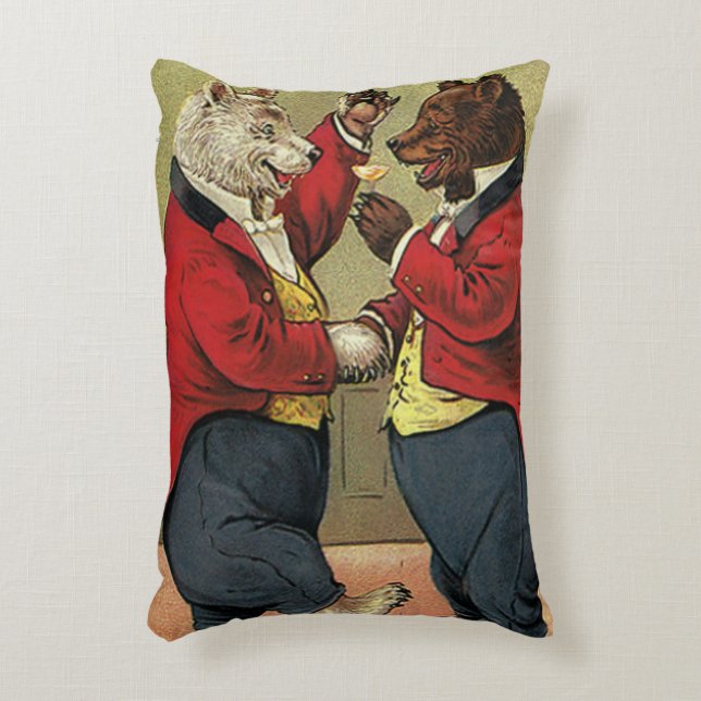 Almofada Decorativa Ursos Felizes Dançando Vitorianos Antigos (Frente(Vertical))