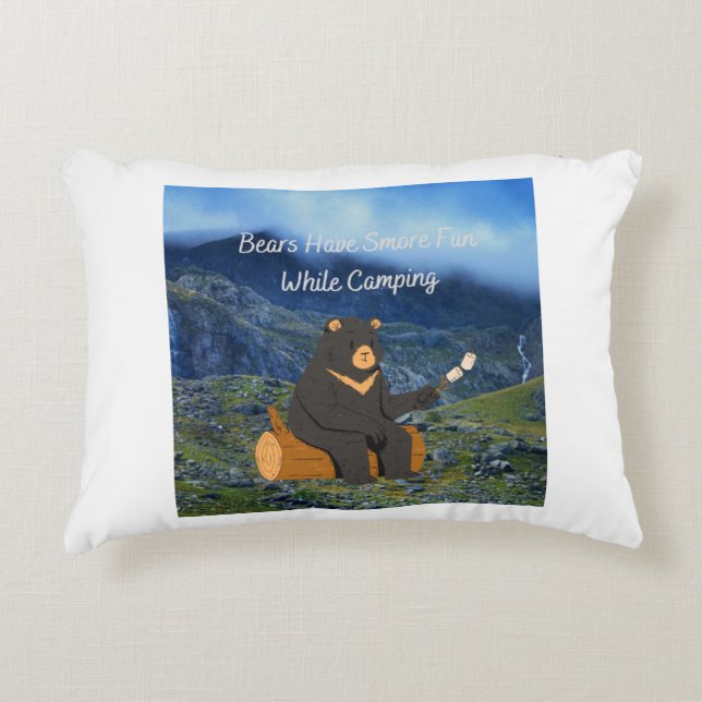 Almofada Decorativa Ursos se divertem mais enquanto acampam (Frente)