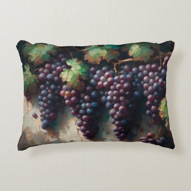Almofada Decorativa Uvas Roxas na Pintura a Óleo de Vinha (Frente)