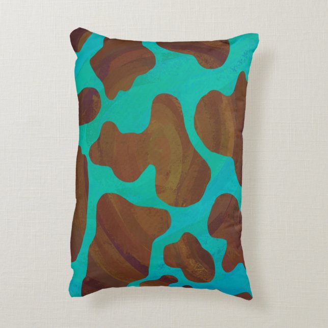 Almofada Decorativa Vaca Brown e Teal Silhouette (Verso(Vertical))