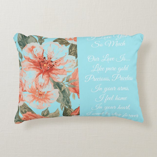 Almofada Decorativa Valentines Day, I Love You So Much, Love Poem, (Frente)