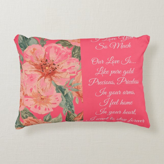 Almofada Decorativa Valentines Day, I Love You So Much, Love Poem (Frente)