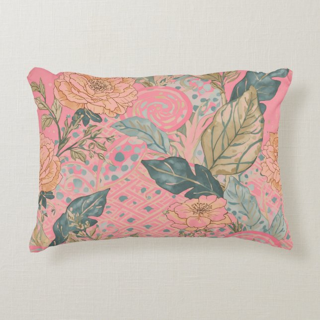 Almofada Decorativa Valentines Day,Pink,Lovely Flowers,Modern, Trendy (Frente)