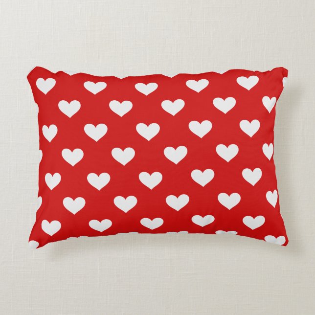 Almofada Decorativa Valentines Day Red Love Hearts Accent Pillow (Frente)