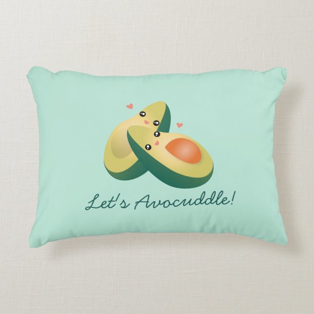 Almofada Decorativa Vamos Avocuddle Funny Cute Avocados Pun Humor (Frente)