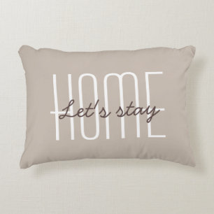 Almofada Decorativa Vamos Ficar em Casa Citação Bege ou Personalize Su
