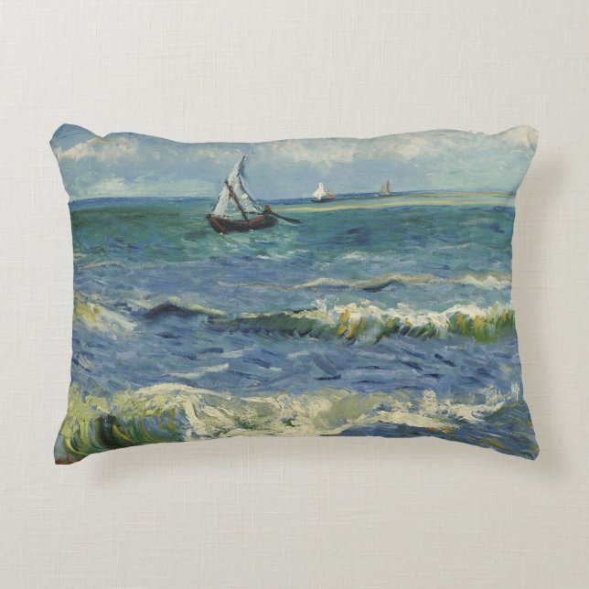 Almofada Decorativa Van Gogh Seascape em Saintes Maries de la Mer (Frente)