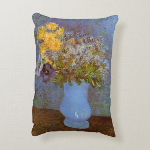 Almofada Decorativa Vaso com Lilases e Margaridas de Vincent van Gogh