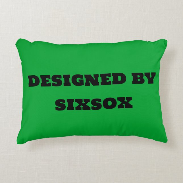 Almofada Decorativa Verde com riscas cor-de-rosa azul (Frente)