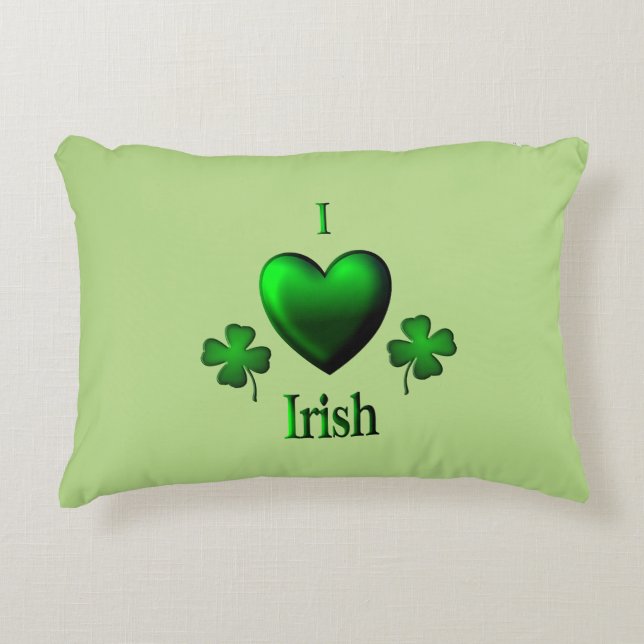 Almofada Decorativa Verde I Heart Irish (Frente)