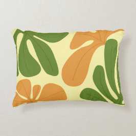 Almofada Decorativa Verde & Laranja Moderno Floral Abstrato