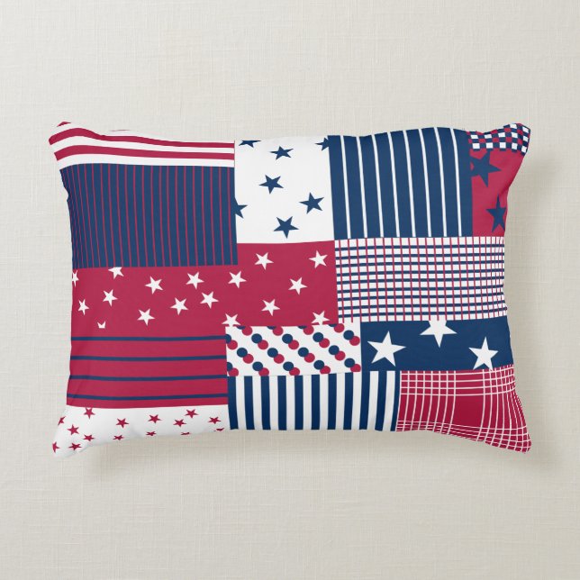 Almofada Decorativa Vermelho, Branco e Azul (Frente)
