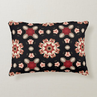 Almofada Decorativa Vermelho e Bege Floral Geométrico