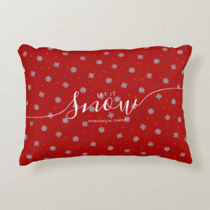 Almofada Decorativa Vermelho elegante Deixe-o nevar personalizado