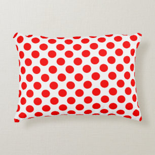 Almofada Decorativa Vermelho em Bolinhas brancas de tamanho grande