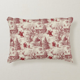 Almofada Decorativa Vermelho Tradicional Papai Noel no Creme Toile De