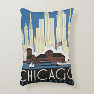 Almofada Decorativa Viagens Antigas Chicago Tem Tudo Silhueta da Cidad