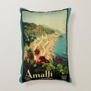 Almofada Decorativa Viagens vintage, Praia Costeira Italiana Amalfi