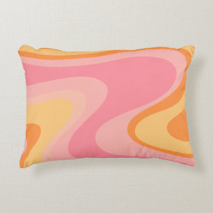 Almofada Decorativa Vibração Retro Abstrata Redemoinho 60 70 Rosa e La