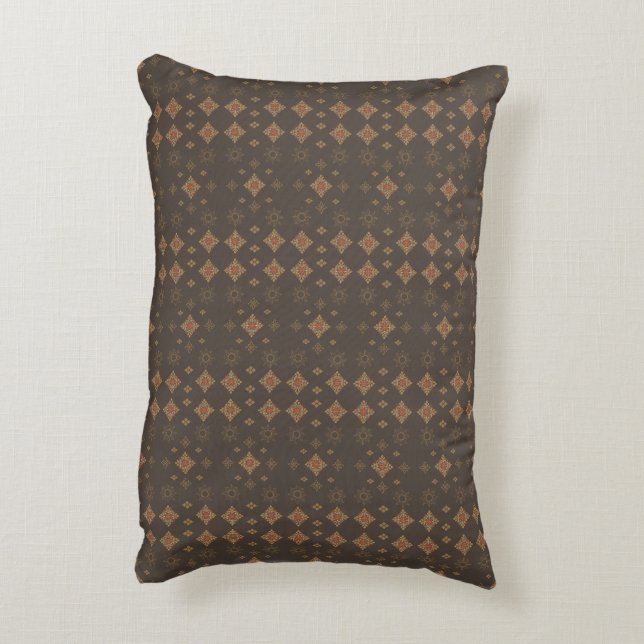 Almofada Decorativa Vibrações Retro Marrom e Dourado (Verso(Vertical))