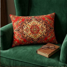 Vibrant Red Floral Medallion Persian Ornate 