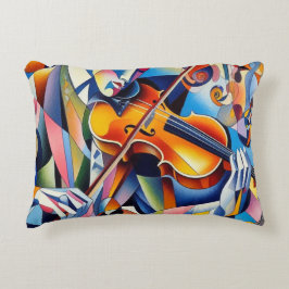 Almofada Decorativa Vibrant Symphony: Abstract Violinist Art