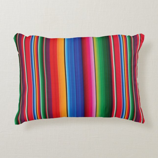 Almofada Decorativa Vibrante Design Ocidental Striped Mexicana (Frente)
