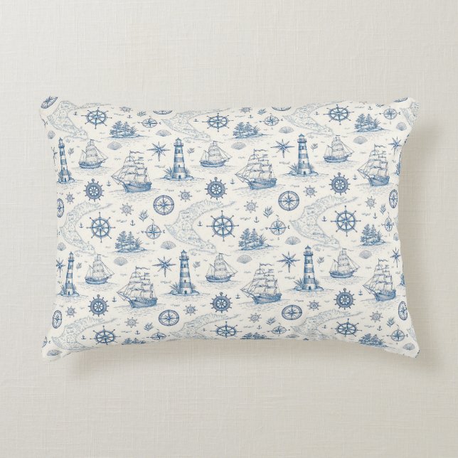 Almofada Decorativa Vida Costeira Oceanos Azul (Frente)