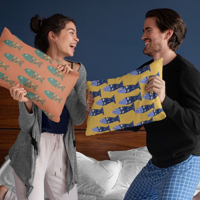 Almofada Decorativa Vida oceânica, casa de praia, amante de peixes (Criador carregado)