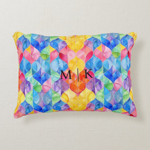 Almofada Decorativa Vidro Manchado Arco-íris Aquarela