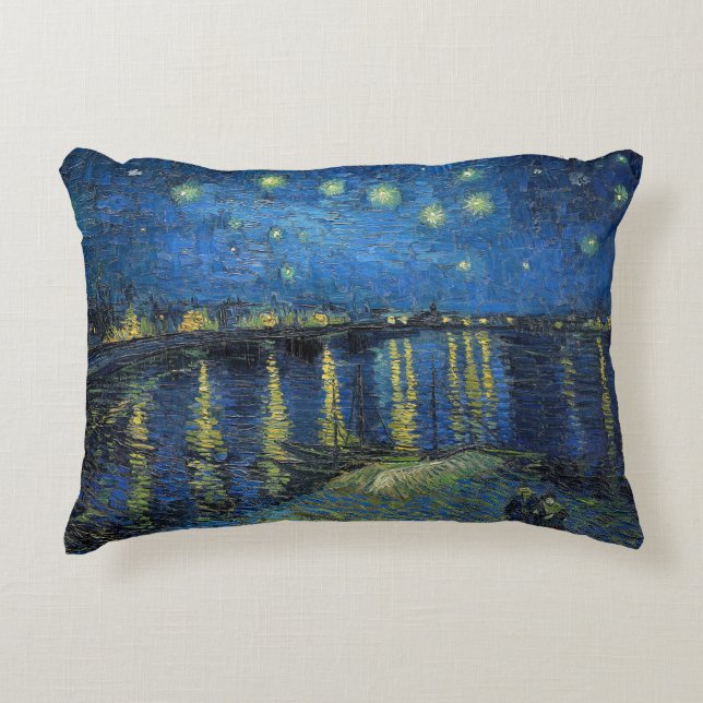 Almofada Decorativa Vincent van Gogh - Noite Estrelada sobre o Ródano (Frente)