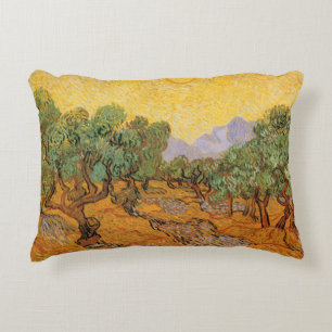 Almofada Decorativa Vincent van Gogh - Oliveiras, Céu Amarelo e Sol