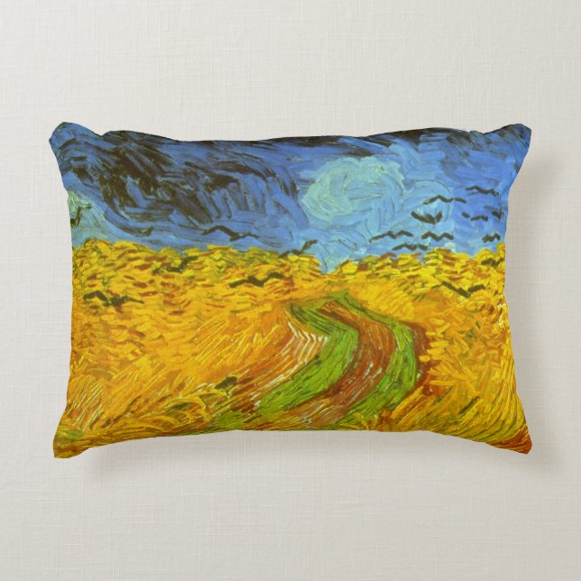 Almofada Decorativa Vincent van Gogh Wheat Field com Crows (Frente)
