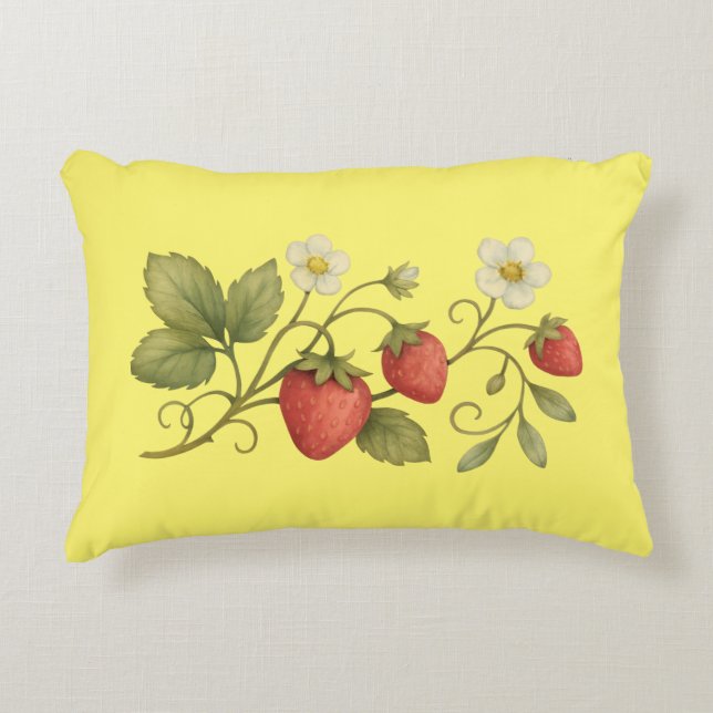 Almofada Decorativa Vinha De Morango Com Flores (Frente)
