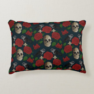 Almofada Decorativa Vinhas Rosa de Grãos Góticos Escuros Raven Vermelh