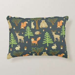 Almofada Decorativa Vintage Forest Animal, Padrão Infantil.