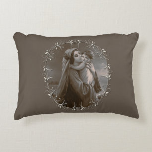 Almofada Decorativa Vintage Madonna e Child com Silver Frame