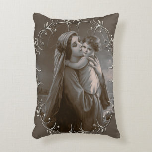Almofada Decorativa Vintage Madonna e Child com Silver Frame