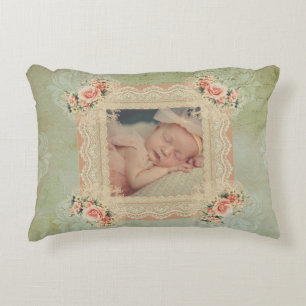 Almofada Decorativa Vintage Memory Photo Enfumaçado Green Antique Dama