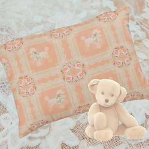 Almofada Decorativa Vintage Pêssego Empoeirado Remendo de Poodle