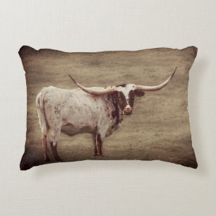 Almofada Decorativa Vintage Rustic Country Longhorn Cow