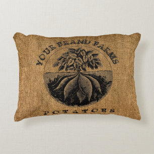 Almofada Decorativa Vintage Rustic Faux Burlap Potato Sack Modelo