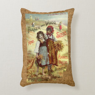 Almofada Decorativa Vintage Rustic Faux Burlap Wheat Seed Modelo
