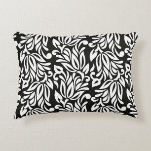 Almofada Decorativa Vintage sem costura, preto e branco, floral