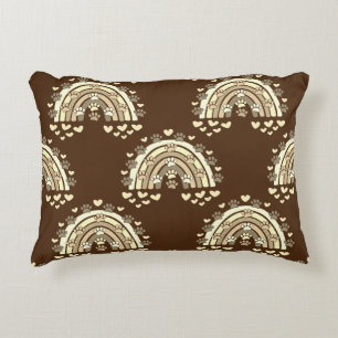 Almofada Decorativa Vintage Sepia Rainbow Dog Paw And Hearts