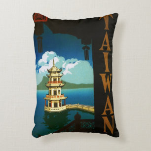 Almofada Decorativa Vintage Travel Ásia, Torre de Camadas Pagode de Ta