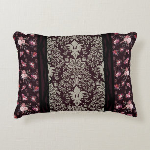 Almofada Decorativa Vintage Victoriana Inspirou Floral Negra