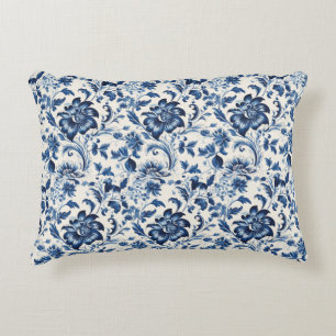 Almofada Decorativa Vintage watercolor delft blue flower retro