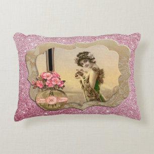 Almofada Decorativa VintageBeauty Quadro Acento Cinza Rosa Cintilado