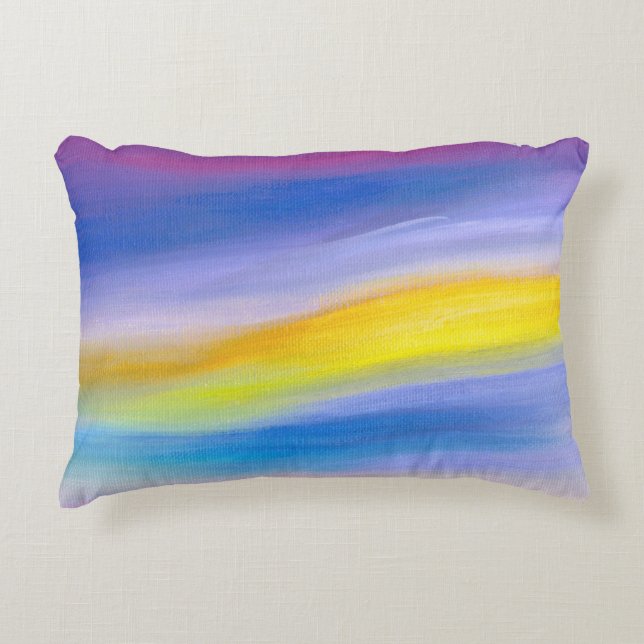 Almofada Decorativa Violeta Moderna e Raio Dourado Abstrato (Frente)